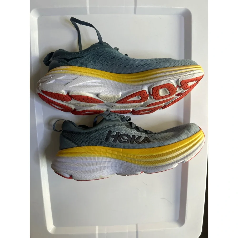 Hoka Blue Yellow Bondi 8 Running Shoes Mens 9.5D